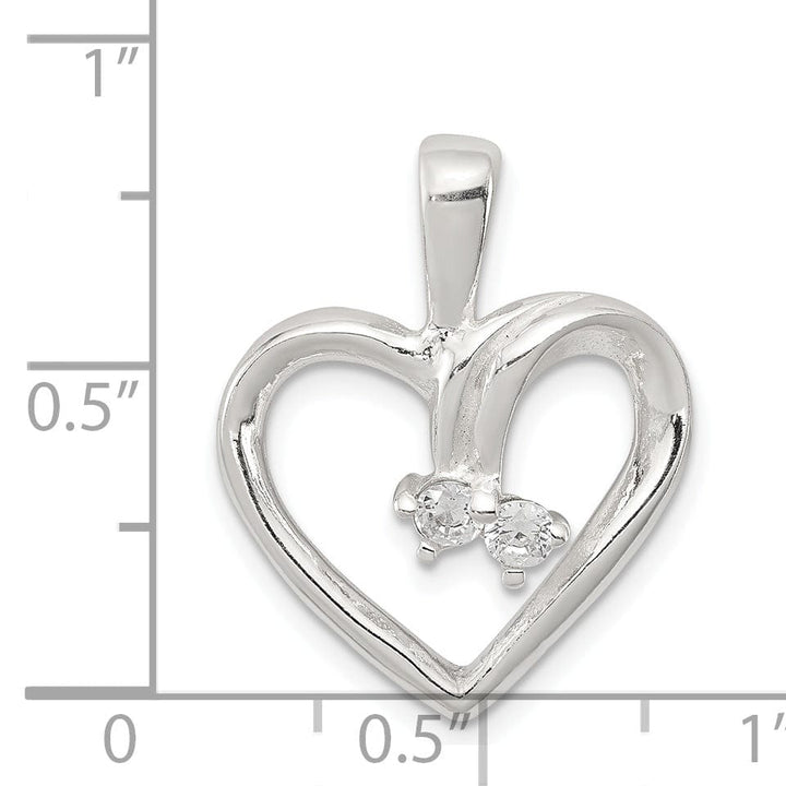 Lovely Rita's Pendants & Charms Sterling Silver Polished Two C.Z Heart Charm