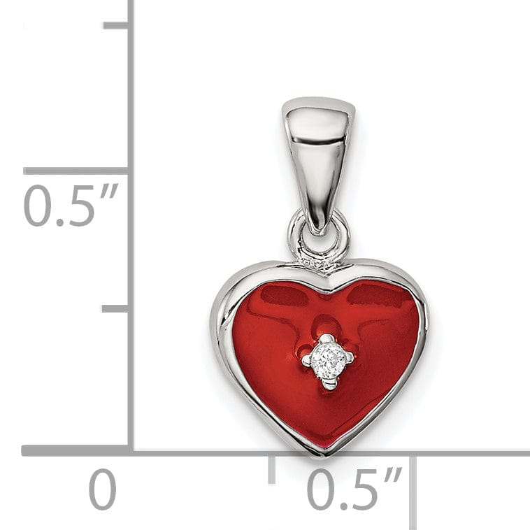 Lovely Rita's Pendants & Charms Sterling Silver Red Enameled C.Z Heart Pendant