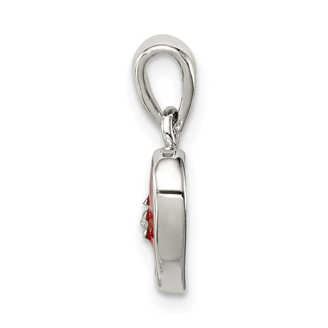 Lovely Rita's Pendants & Charms Sterling Silver Red Enameled C.Z Heart Pendant
