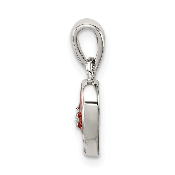 Lovely Rita's Pendants & Charms Sterling Silver Red Enameled C.Z Heart Pendant