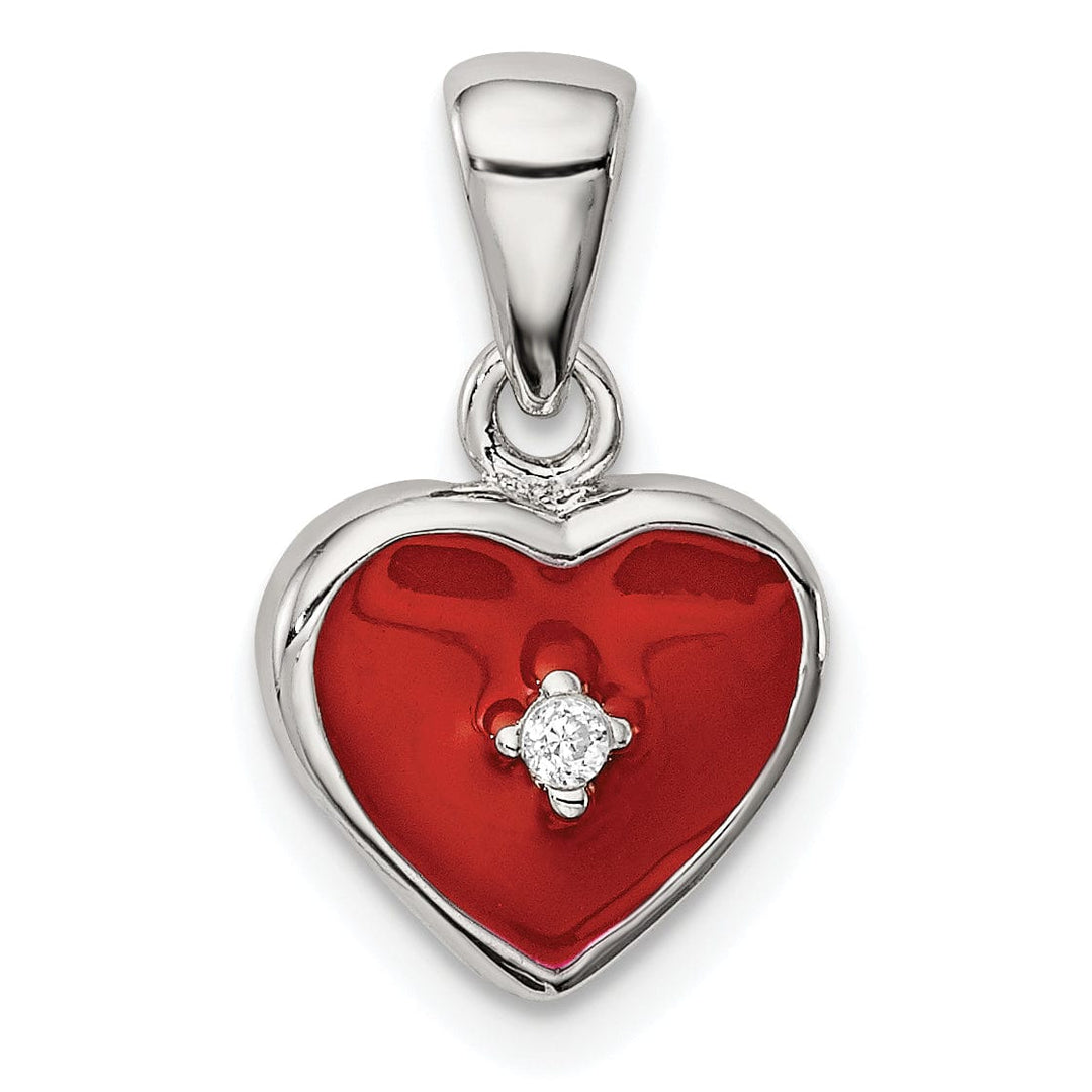 Lovely Rita's Pendants & Charms Sterling Silver Red Enameled C.Z Heart Pendant
