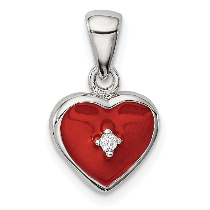 Lovely Rita's Pendants & Charms Sterling Silver Red Enameled C.Z Heart Pendant
