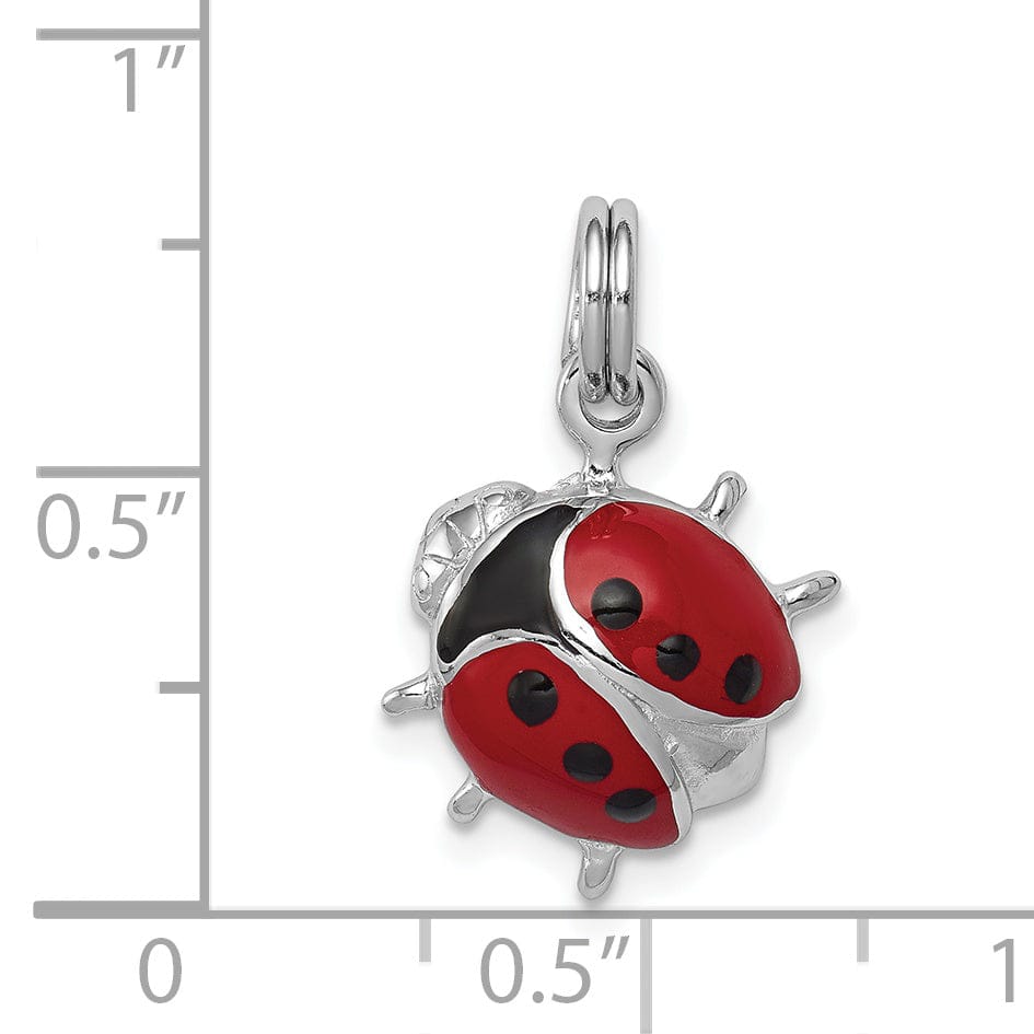 Lovely Rita's Pendants & Charms Sterling Silver Red Enameled Red Ladybug Charm