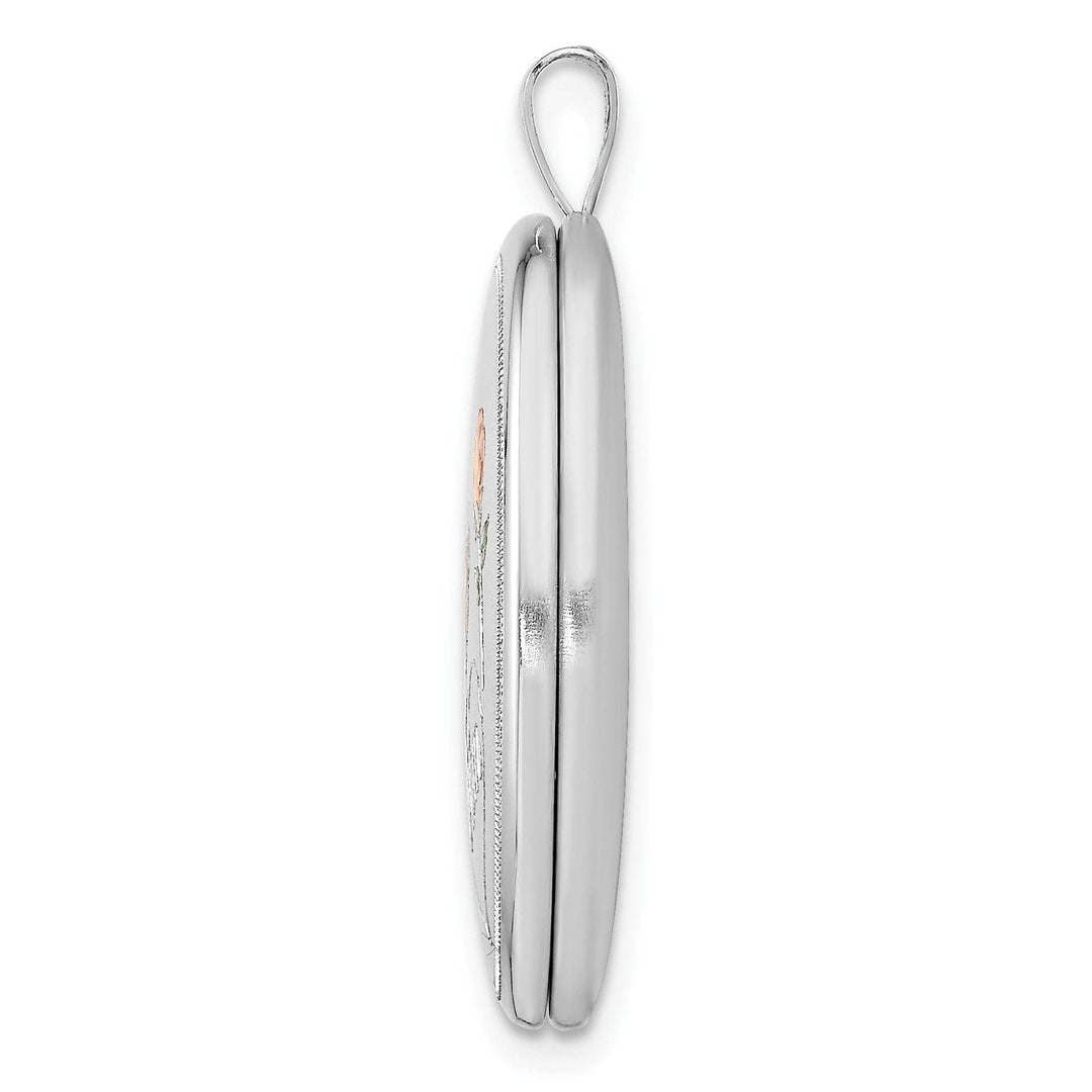 Lovely Rita's Pendants & Charms Sterling Silver RH 26mm Brushed/Polished Enameled Roses Mom Oval Locket