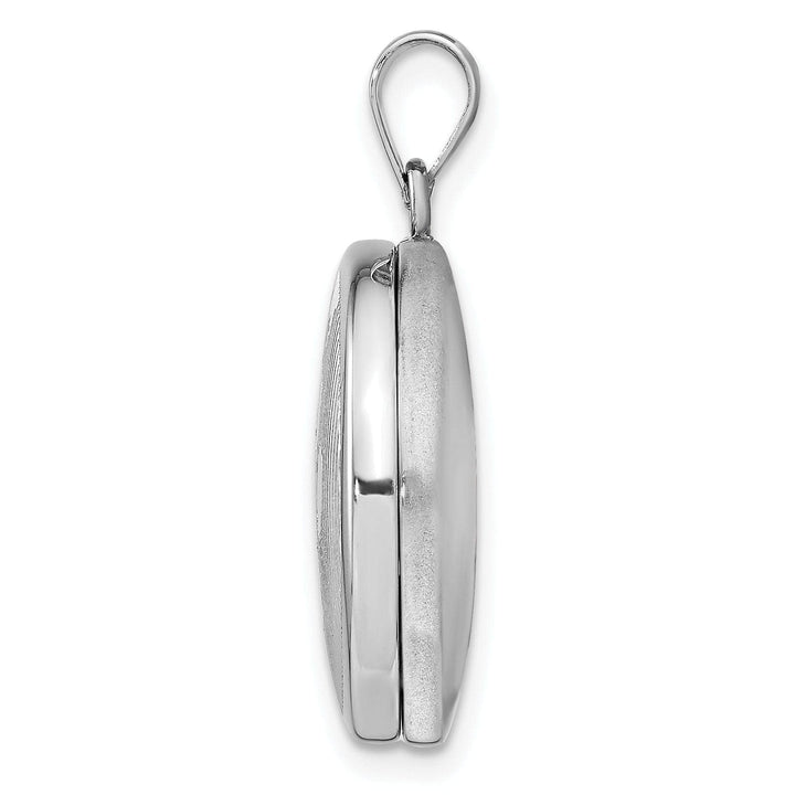 Lovely Rita's Pendants & Charms Sterling Silver Rhodium 20mm Grooved and Polished Pawprint Round Locket