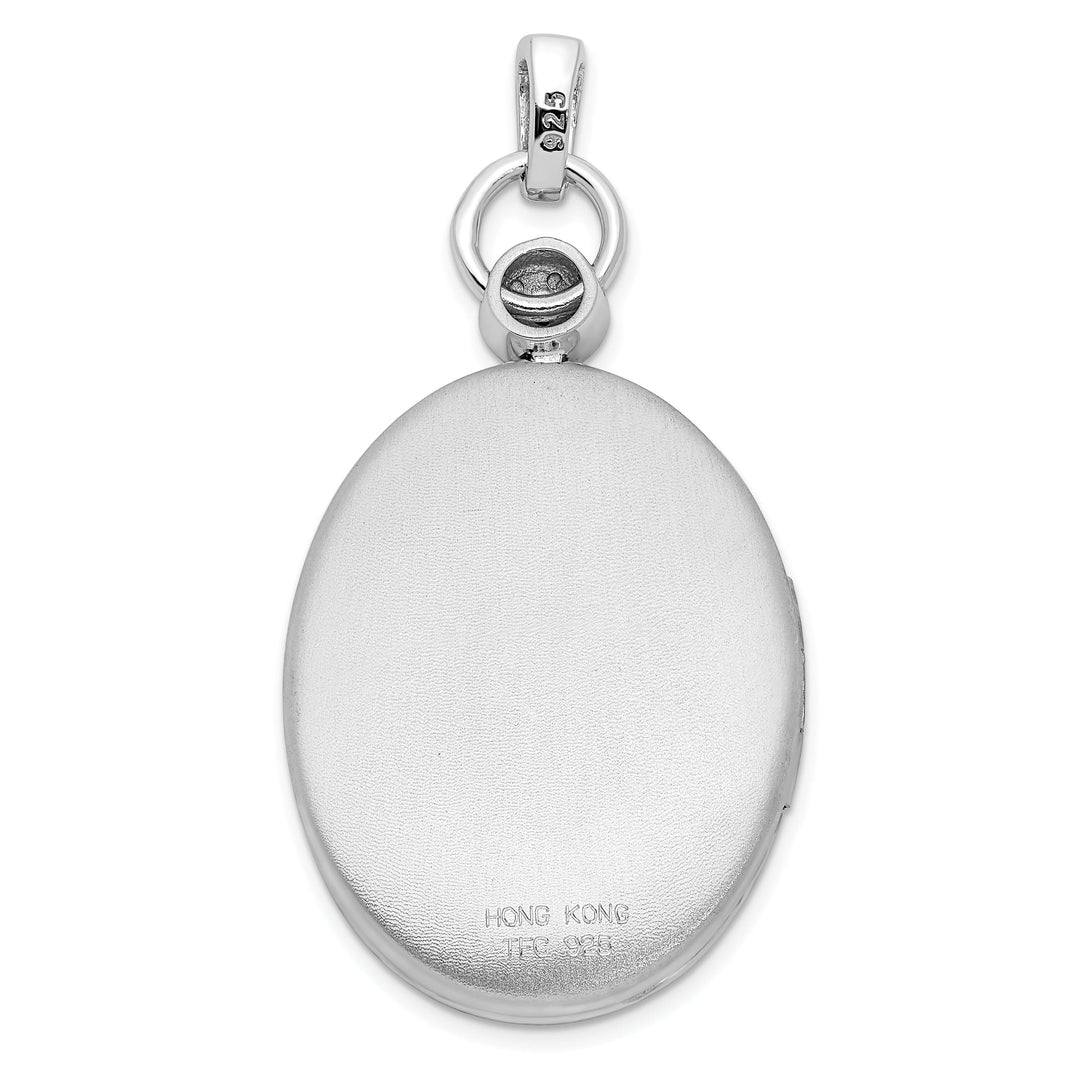 Lovely Rita's Pendants & Charms Sterling Silver Rhodium-plate 26mm Diamond Accented diamond cut Locket