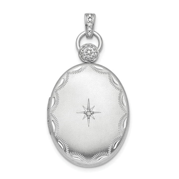 Lovely Rita's Pendants & Charms Sterling Silver Rhodium-plate 26mm Diamond Accented diamond cut Locket