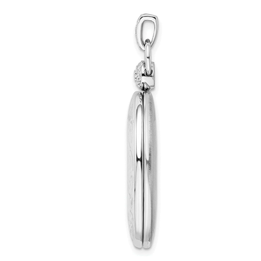 Lovely Rita's Pendants & Charms Sterling Silver Rhodium-plate 26mm Oval Diamond Accent Satin Locket