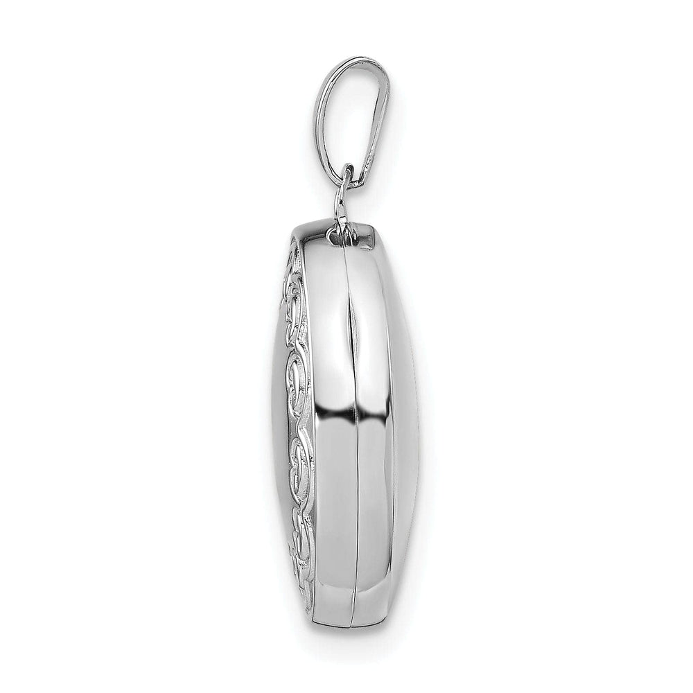 Lovely Rita's Pendants & Charms Sterling Silver Rhodium-plated 17mm Scrolled Oval Locket