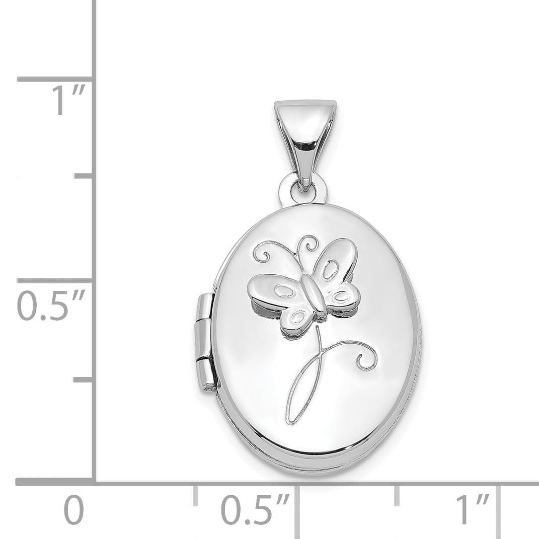Lovely Rita's Pendants & Charms Sterling Silver Rhodium-plated 17x14mm Butterfly Locket