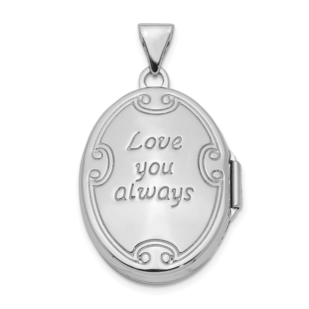 Lovely Rita's Pendants & Charms Sterling Silver Rhodium-plated 21mm Scroll Oval Love Always Locket