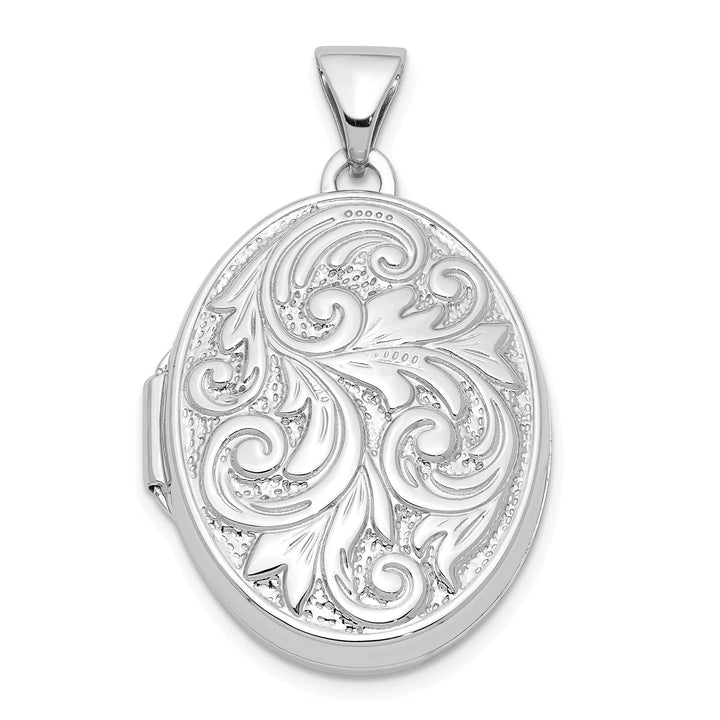 Lovely Rita's Pendants & Charms Sterling Silver Rhodium-plated 21mm Scroll Oval Love Always Locket