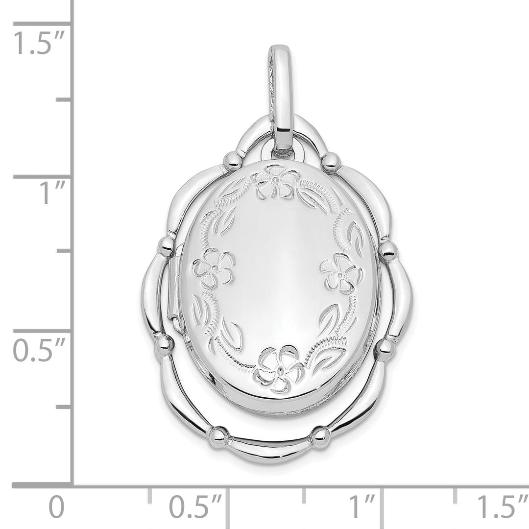 Lovely Rita's Pendants & Charms Sterling Silver Rhodium-plated 21x16mm Oval Locket