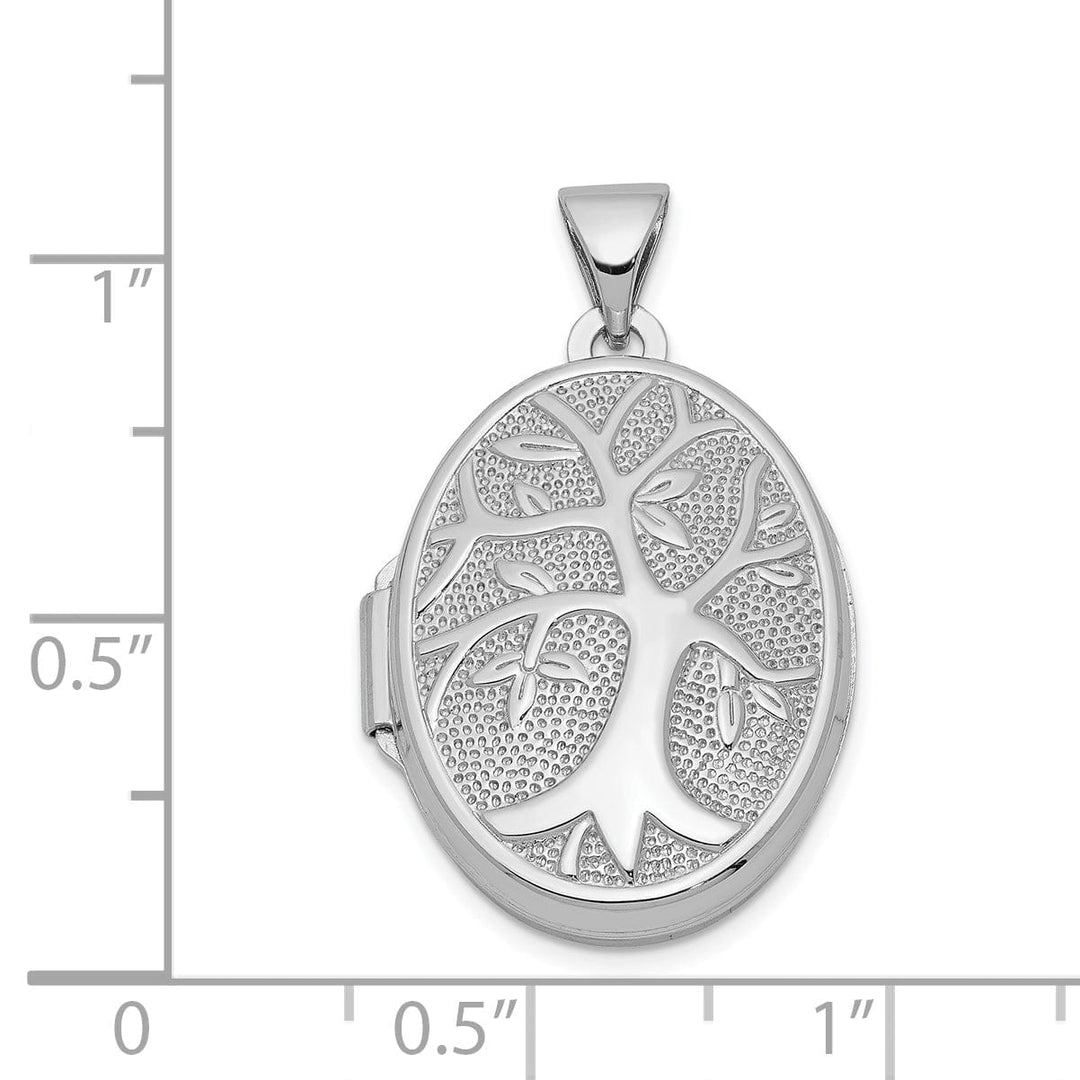 Lovely Rita's Pendants & Charms Sterling Silver Rhodium-plated 21x16mm Oval Tree Locket