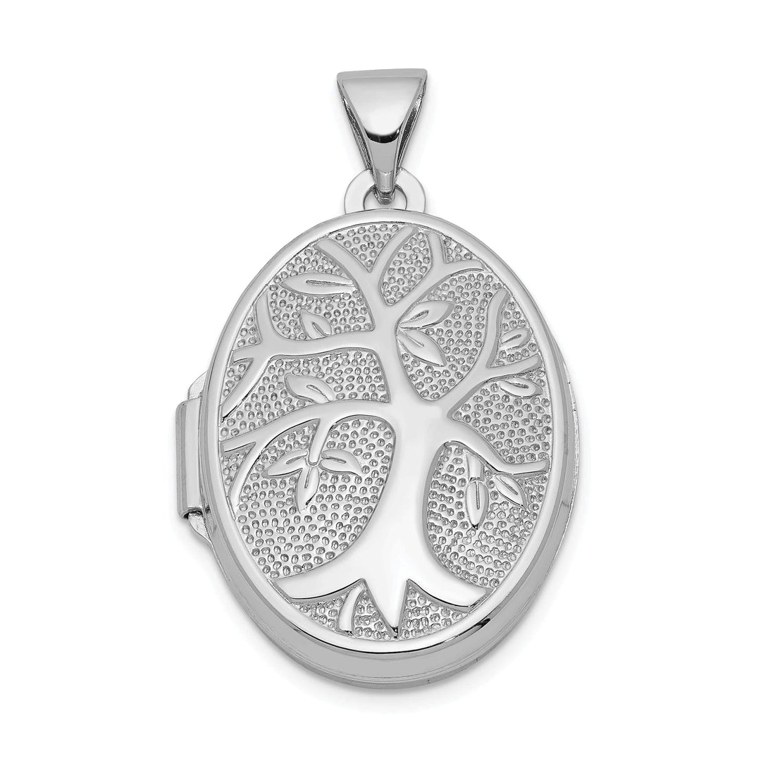 Lovely Rita's Pendants & Charms Sterling Silver Rhodium-plated 21x16mm Oval Tree Locket