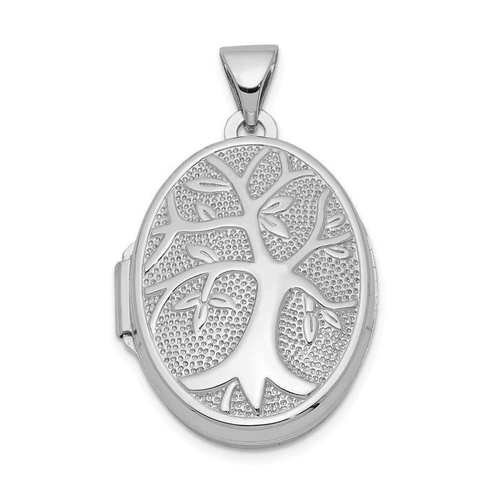 Lovely Rita's Pendants & Charms Sterling Silver Rhodium-plated 21x16mm Oval Tree Locket