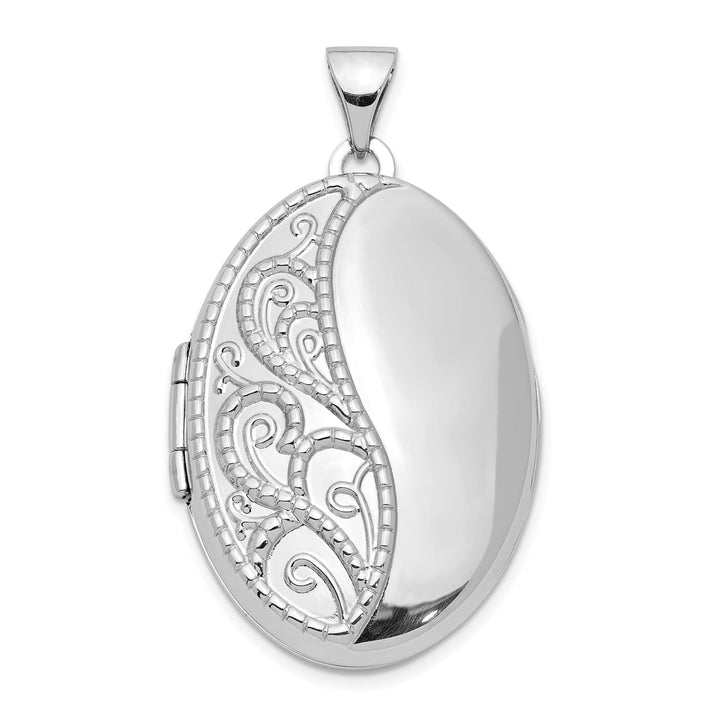 Lovely Rita's Pendants & Charms Sterling Silver Rhodium-plated 26mm Scroll Oval Locket
