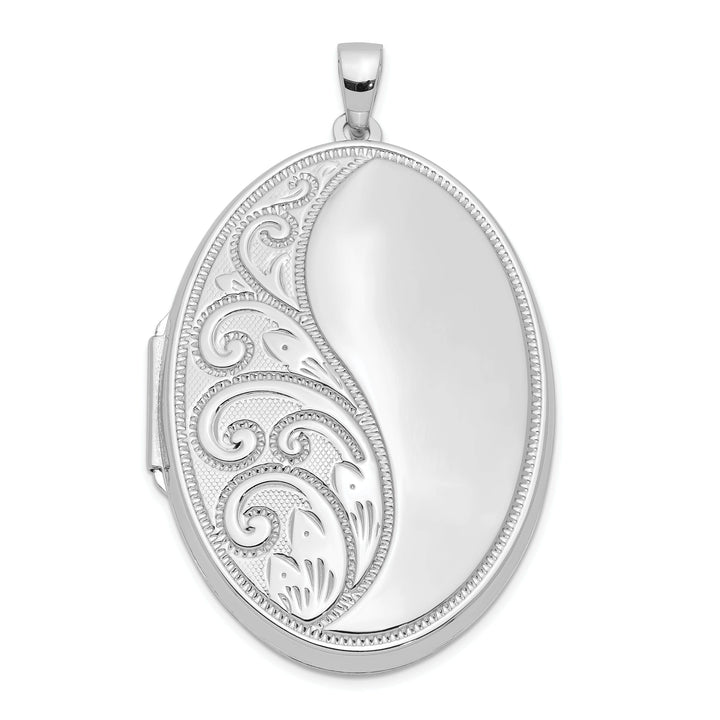 Lovely Rita's Pendants & Charms Sterling Silver Rhodium-plated 38mm Scroll Oval Locket
