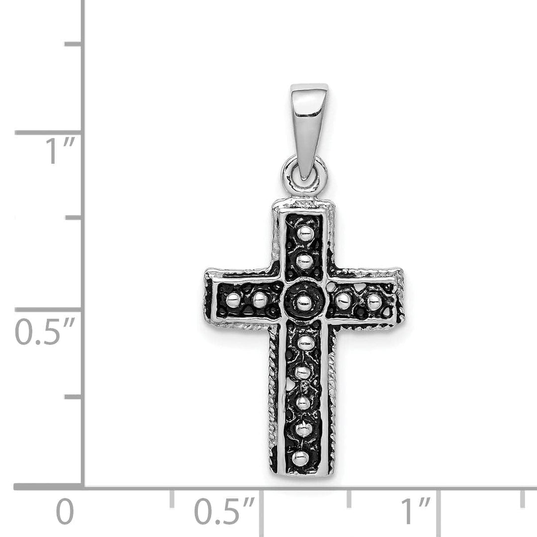Lovely Rita's Pendants & Charms Sterling Silver Rhodium-plated and Antiqued Cross Pendant