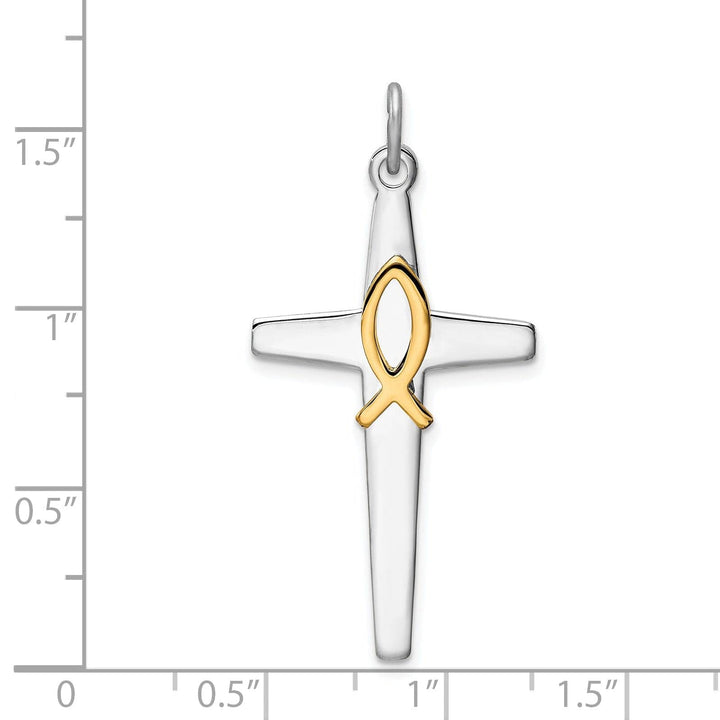 Lovely Rita's Pendants & Charms Sterling Silver Rhodium-plated and Gold Tone Cross Pendant