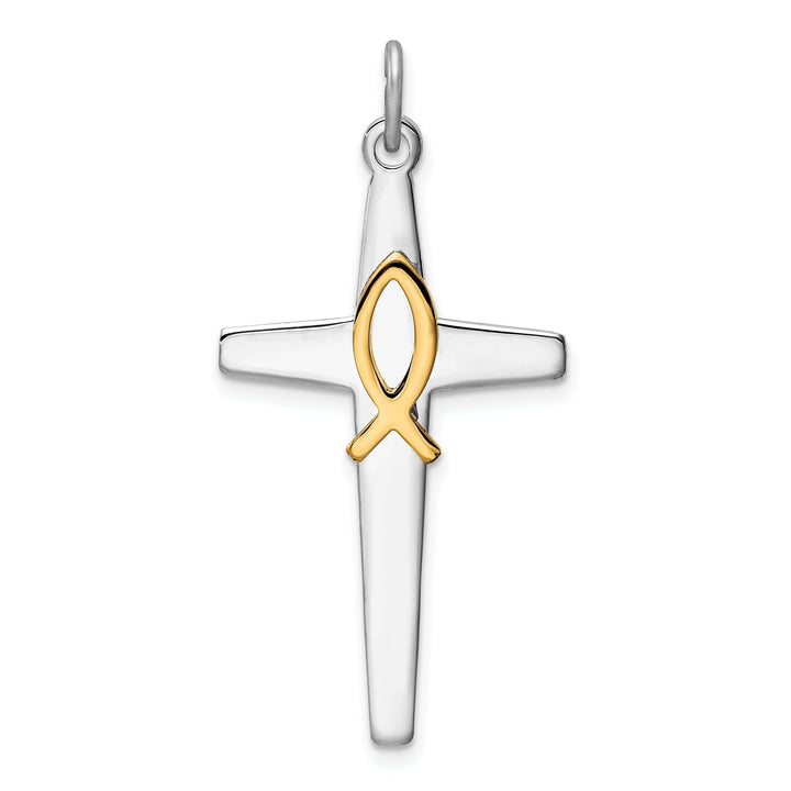 Lovely Rita's Pendants & Charms Sterling Silver Rhodium-plated and Gold Tone Cross Pendant