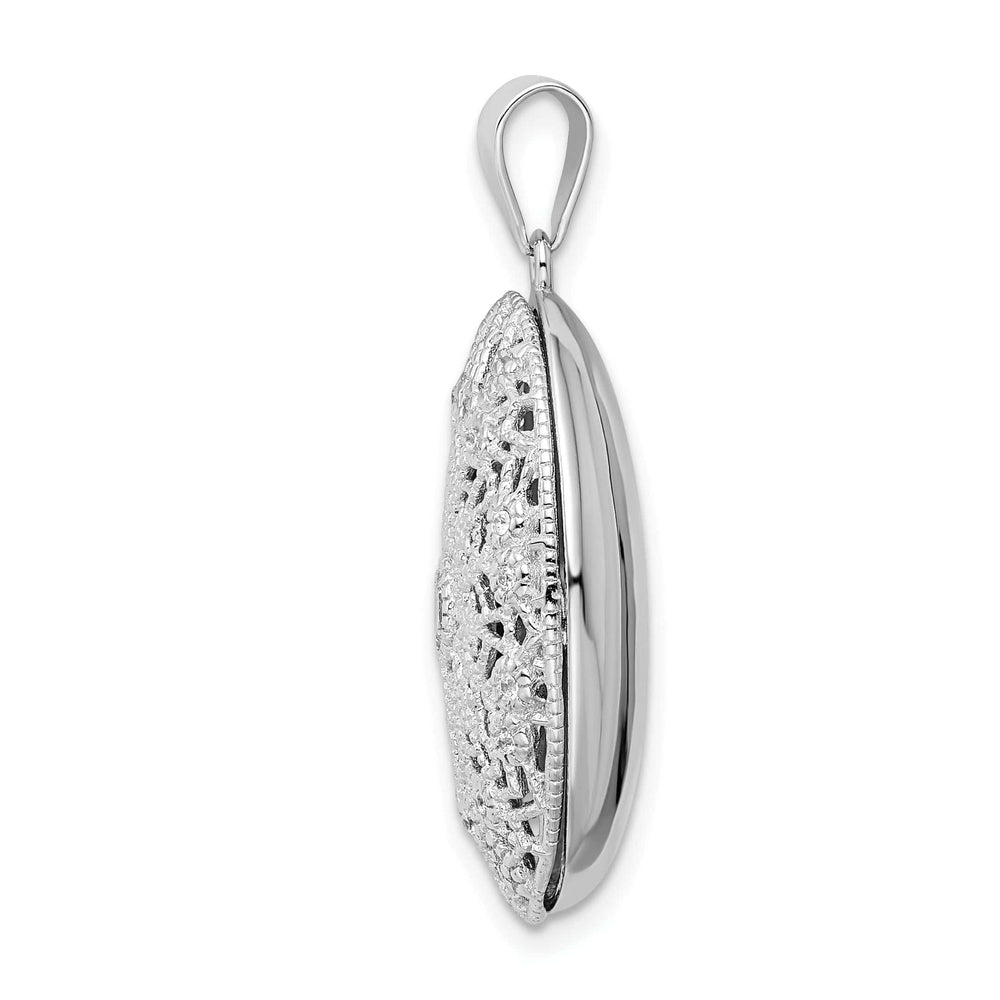 Lovely Rita's Pendants & Charms Sterling Silver Rhodium-plated CZ Oval Filigree Locket