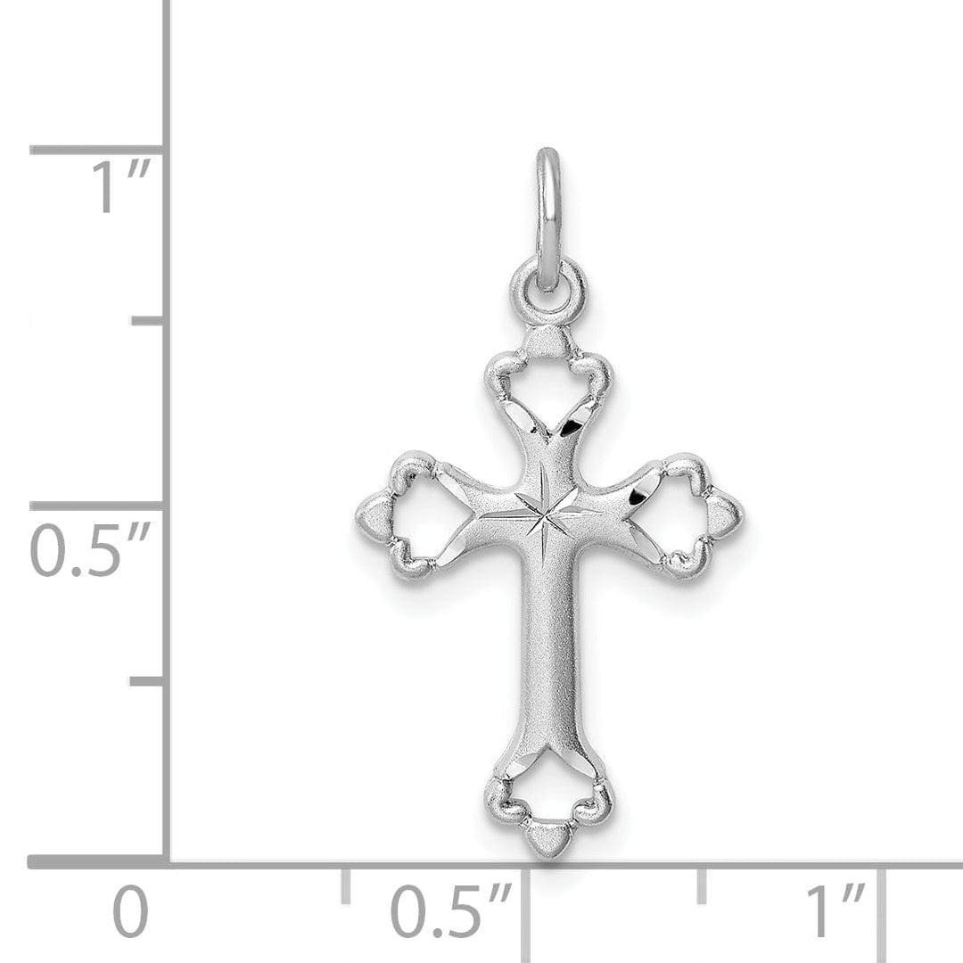 Lovely Rita's Pendants & Charms Sterling Silver Rhodium-plated Diamond-Cut Cross Pendant