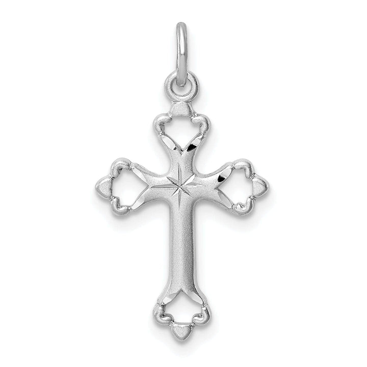 Lovely Rita's Pendants & Charms Sterling Silver Rhodium-plated Diamond-Cut Cross Pendant