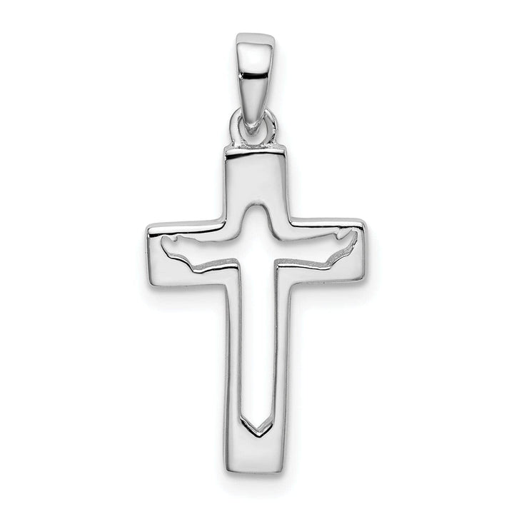 Lovely Rita's Pendants & Charms Sterling Silver Rhodium-plated Jesus Cut-out Cross Pendant