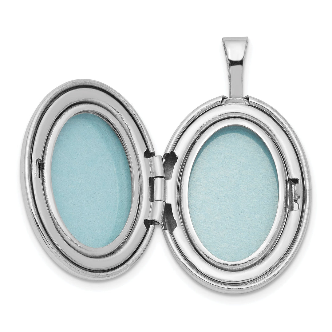 Lovely Rita's Pendants & Charms Sterling Silver Rhodium-plated Oval Satin and Polished Paw Prints Locket