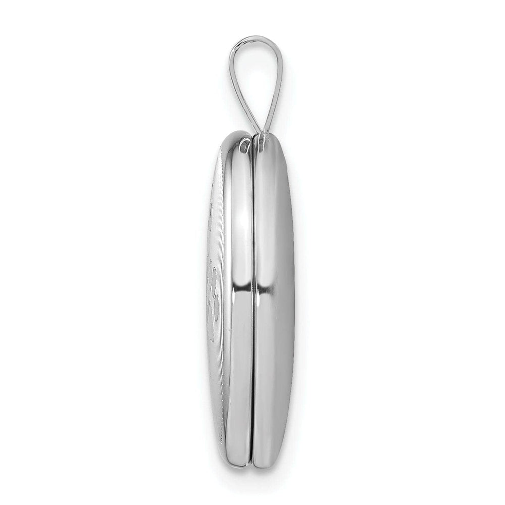Lovely Rita's Pendants & Charms Sterling Silver Rhodium-plated Oval Satin and Polished Paw Prints Locket