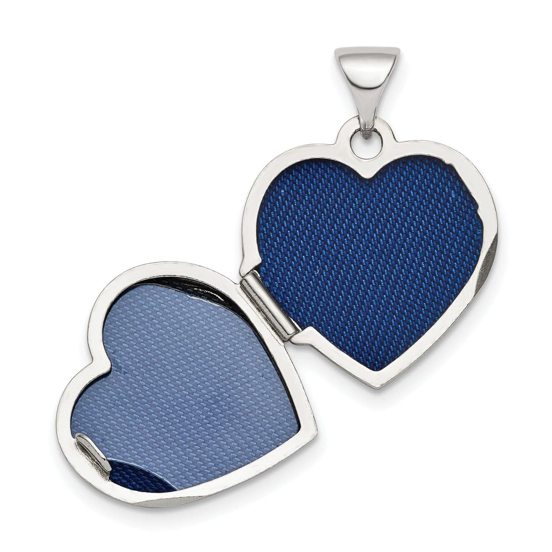 Lovely Rita's Pendants & Charms Sterling Silver Rhodium-plated Polished 15mm Heart Patterned Locket