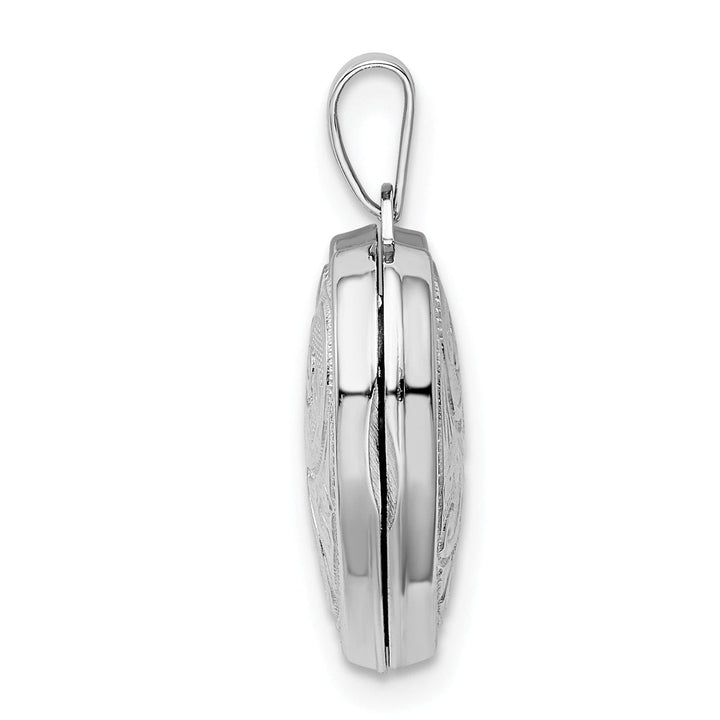 Lovely Rita's Pendants & Charms Sterling Silver Rhodium-plated Polished 15mm Heart Patterned Locket