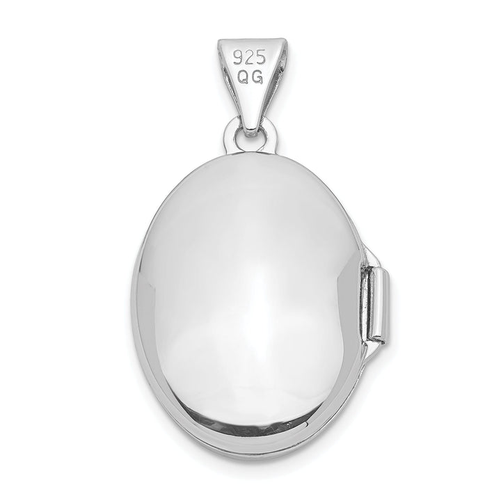 Lovely Rita's Pendants & Charms Sterling Silver Rhodium-plated Polished 17mm Domed Oval Locket