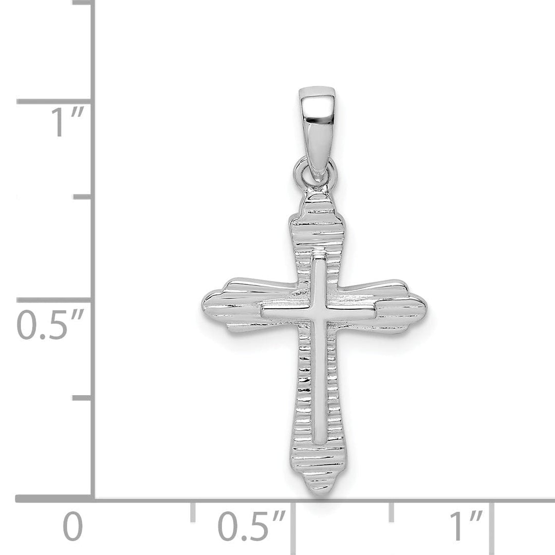 Lovely Rita's Pendants & Charms Sterling Silver Rhodium-plated Striped Texture Cross Pendant