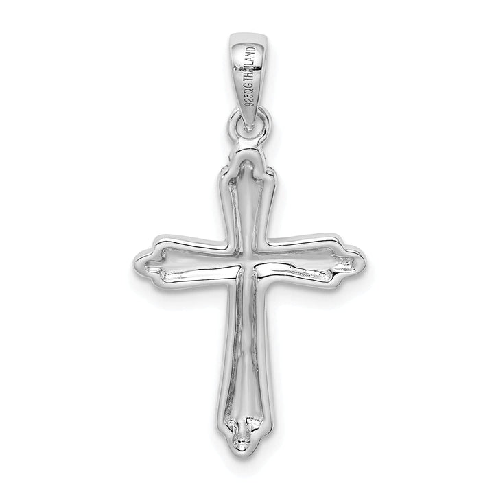 Lovely Rita's Pendants & Charms Sterling Silver Rhodium-plated Striped Texture Cross Pendant