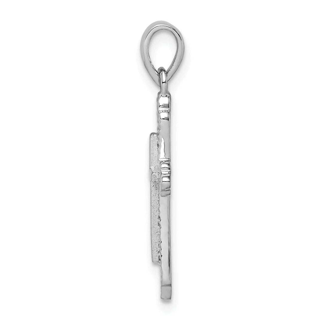 Lovely Rita's Pendants & Charms Sterling Silver Rhodium-plated Striped Texture Cross Pendant