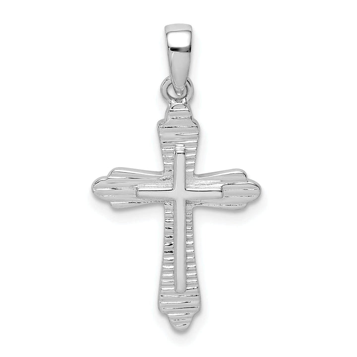 Lovely Rita's Pendants & Charms Sterling Silver Rhodium-plated Striped Texture Cross Pendant