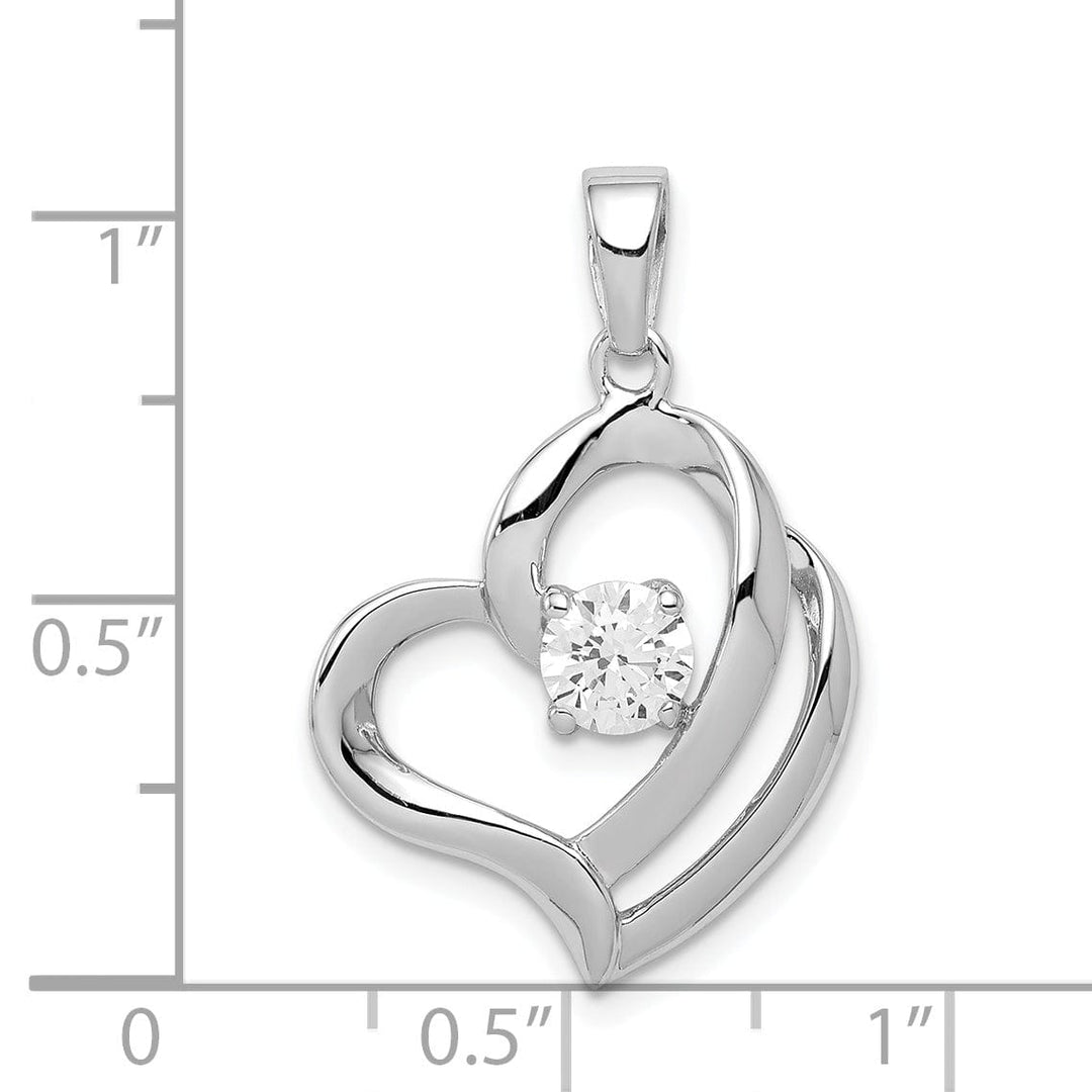 Lovely Rita's Pendants & Charms Sterling Silver Round C.Z Fancy Heart Pendant