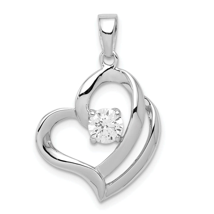 Lovely Rita's Pendants & Charms Sterling Silver Round C.Z Fancy Heart Pendant