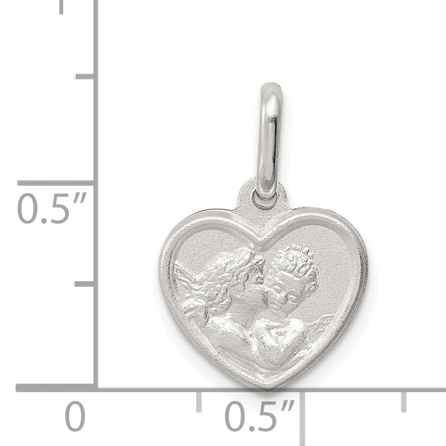 Lovely Rita's Pendants & Charms Sterling Silver Satin Angel Heart Charm