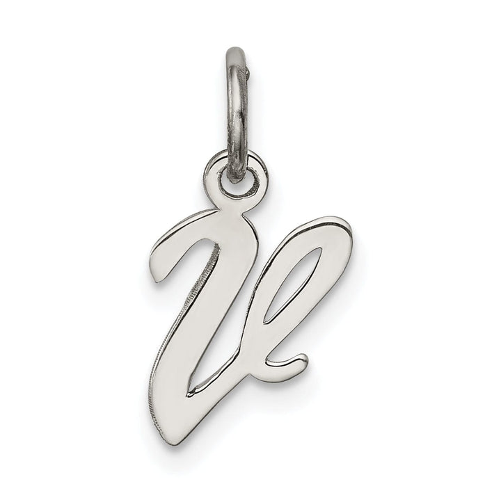 Lovely Rita's Pendants & Charms Sterling Silver Small Script Initial V Charm