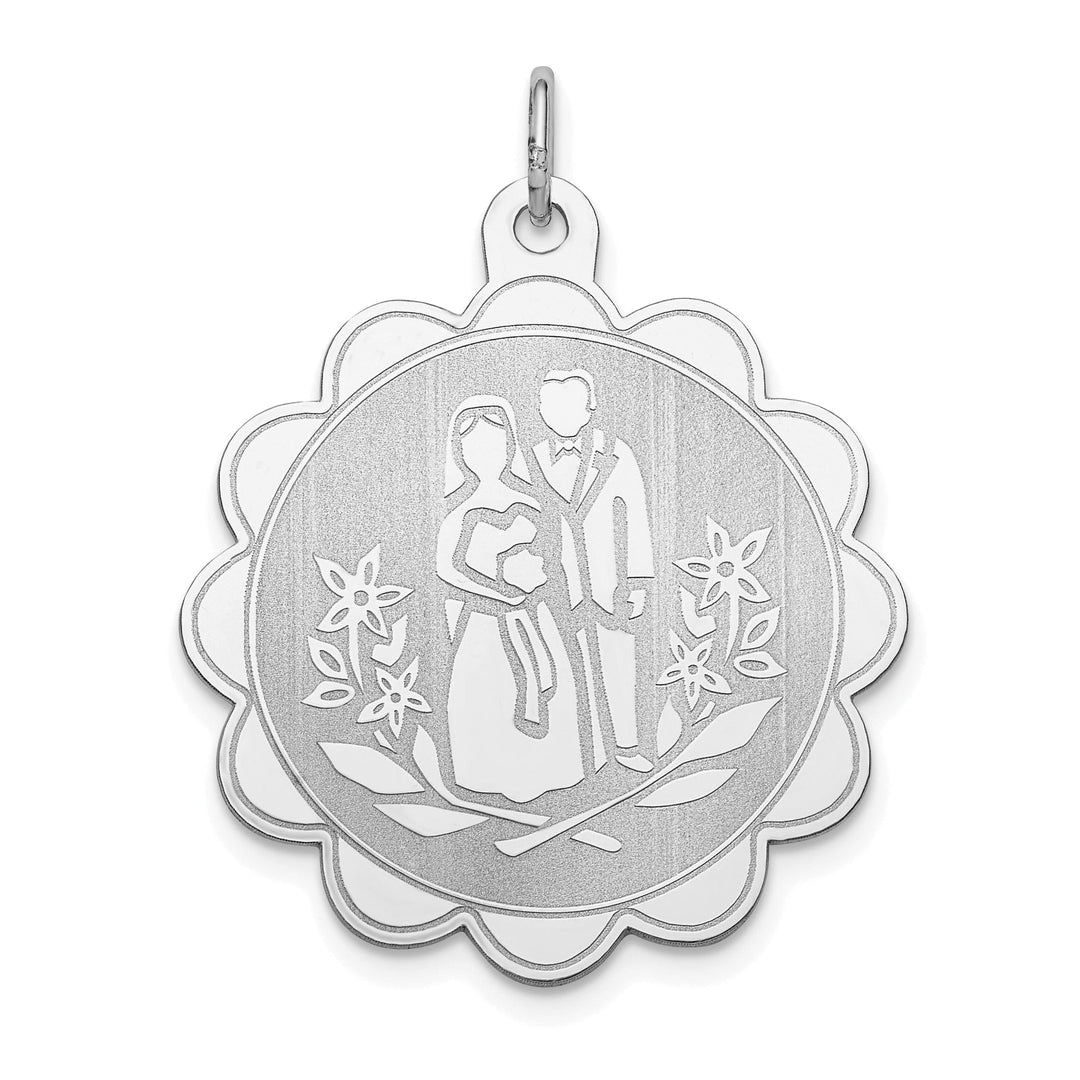 Lovely Rita's Pendants & Charms Sterling Silver Solid Bride Groom Disc Charm