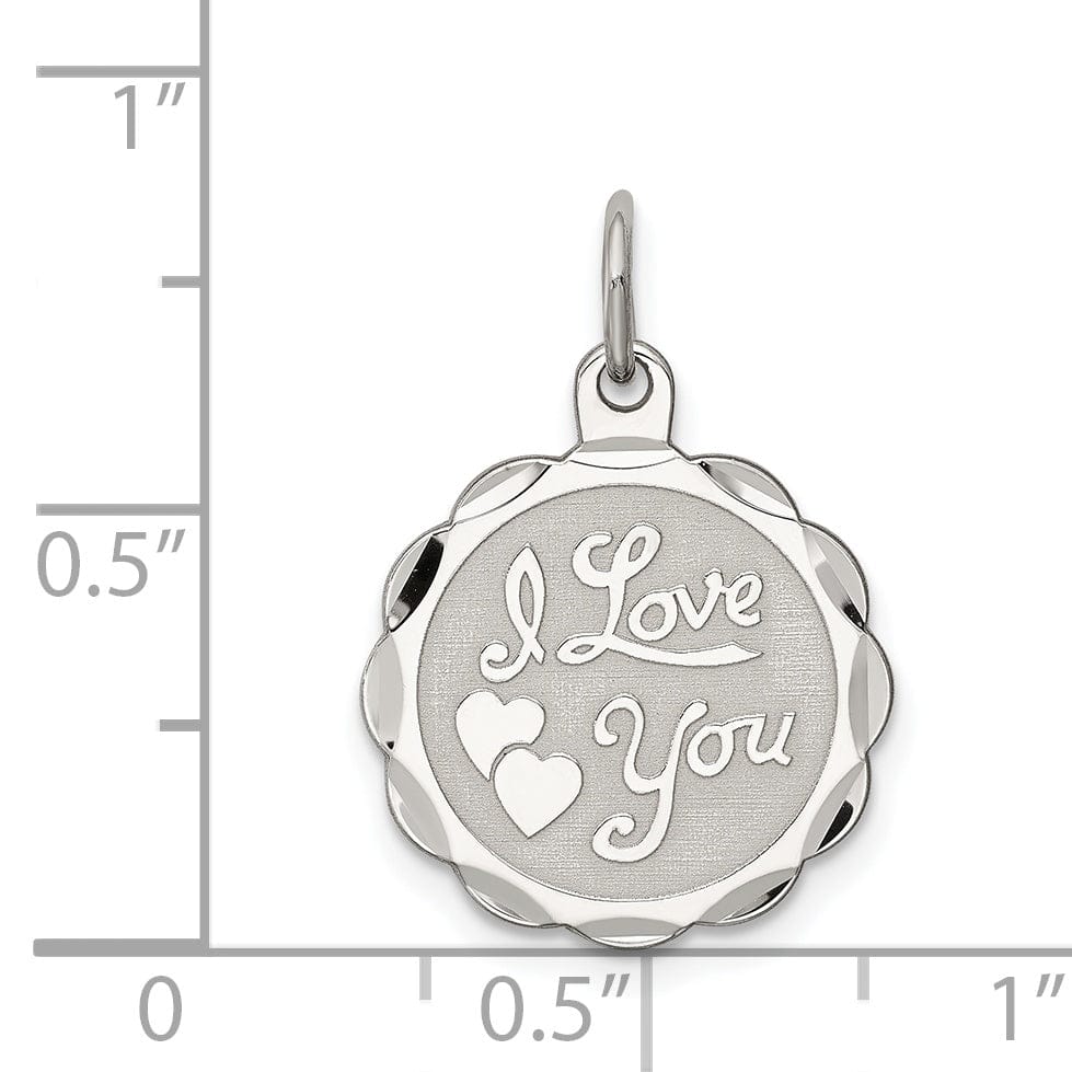 Lovely Rita's Pendants & Charms Sterling Silver Solid I Love You Disc Charm