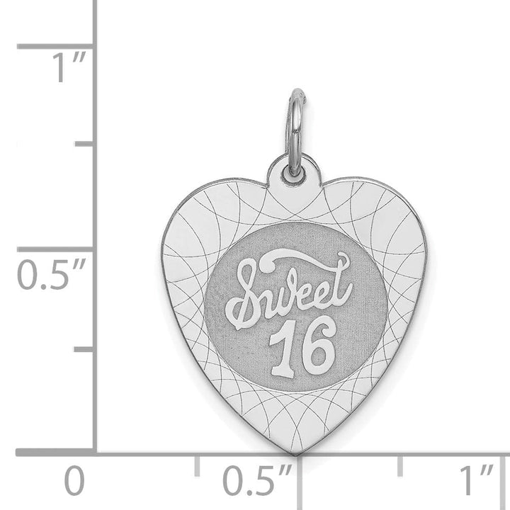 Lovely Rita's Pendants & Charms Sterling Silver Solid Sweet Sixteen Heart Charm