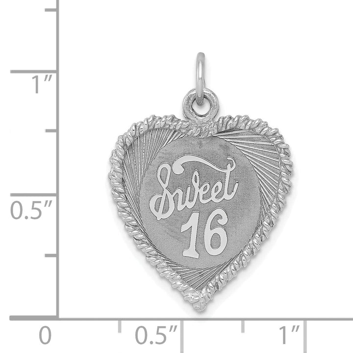 Lovely Rita's Pendants & Charms Sterling Silver Solid Sweet Sixteen Heart Charm