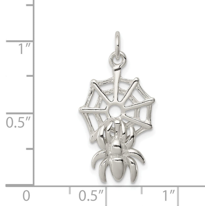 Lovely Rita's Pendants & Charms Sterling Silver Spider on Web Charm Pendant