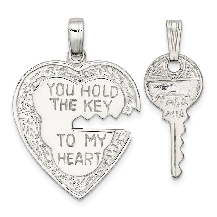 Lovely Rita's Pendants & Charms Sterling Silver Two Piece Heart and Key Charm
