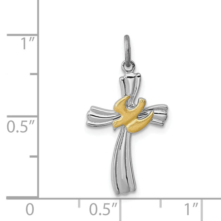 Lovely Rita's Pendants & Charms Sterling Silver Vermeil Dove Cross Charm