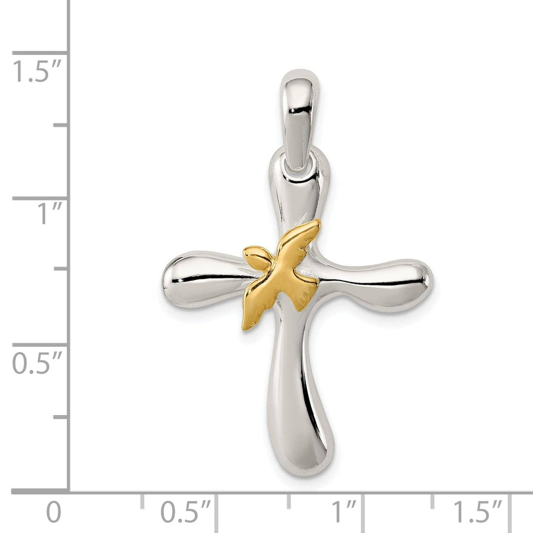 Lovely Rita's Pendants & Charms Sterling Silver Vermeil Dove Cross Pendant